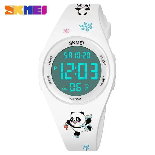 SKMEI Waterproof Back Light Chrono Countdown Kids Wristwatch Clock For Boys Girls Cute Cartoon Panda Pattern Watch 1865