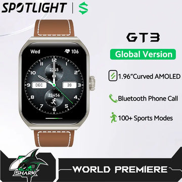 Global Version Blackshark GT3 Smartwatch 1.96'' Amoled Curved Screen Support Bluetooth Voice Call Shark GPT 100+ Sport Modes