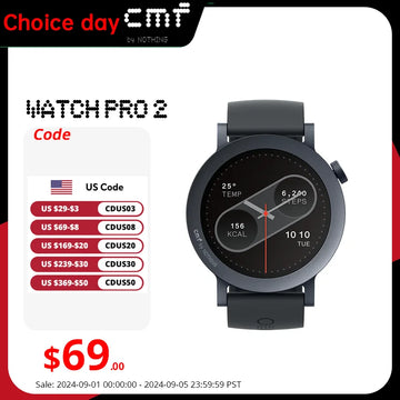 Global Version CMF by Nothing Watch Pro 2 1.32" AMOLED Bluetooth 5.3 BT Calls with AI Noise Reduction GPS cmf watch pro 2