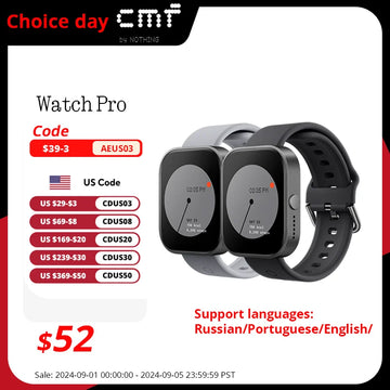 Global Version CMF by Nothing Watch Pro 1.96" AMOLED Bluetooth 5.3 BT Calls with AI Noise Reduction GPS Smartwatch CMF watch Pro