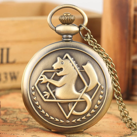 Antique Fullmetal Alchemist Quartz Anime Pocket Watch Cosplay Edward Elric Clock Design Pendant Necklace Chain Vintage Chain