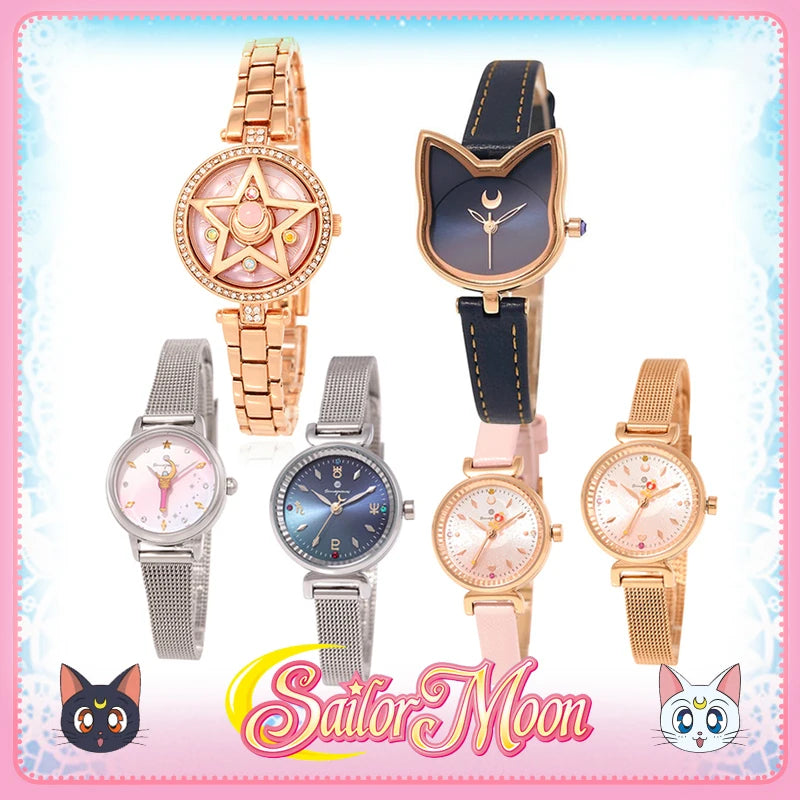 Anime Sailor Moon OST Limited Crystal Star Compact Quartz Watch For Women Wristwatch Luna Wrist Watches Fans Cosplay Props Gift