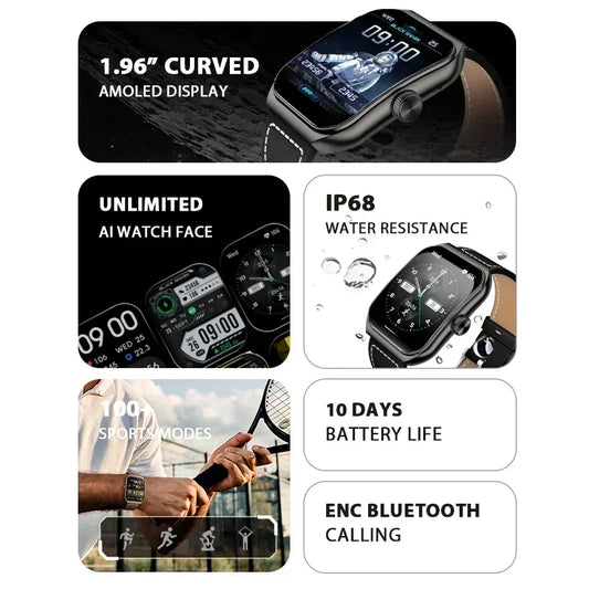 Global Version Blackshark GT3 Smartwatch 1.96'' Amoled Curved Screen Support Bluetooth Voice Call Shark GPT 100+ Sport Modes